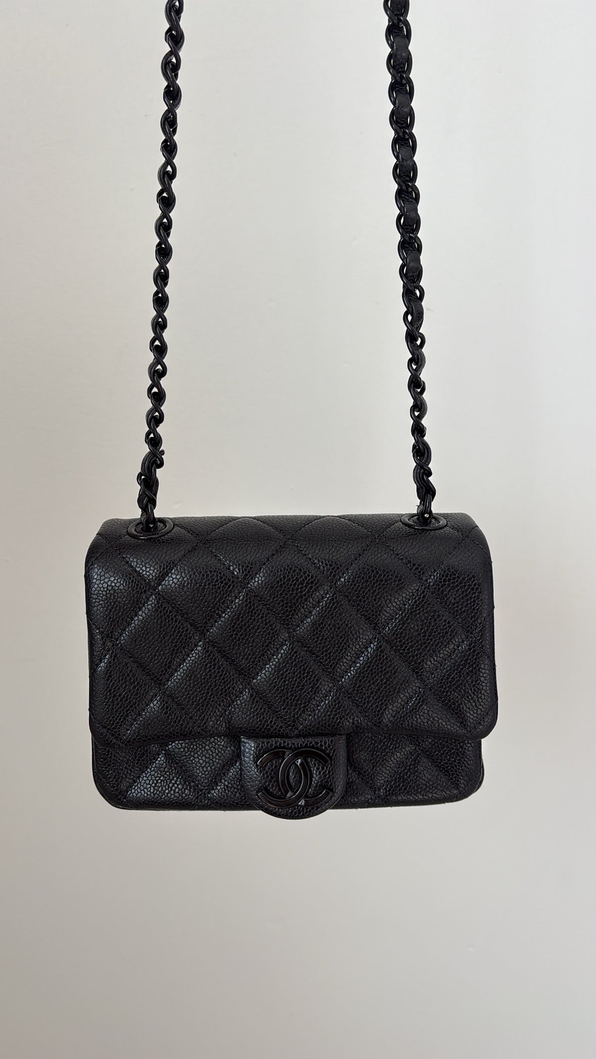 Chanel Black Caviar Leather 'Incognito' Mini Square Flap