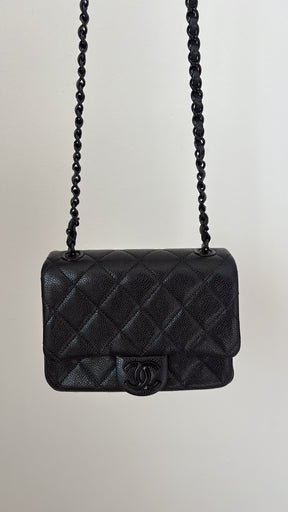 Chanel Black Caviar Leather 'Incognito' Mini Square Flap