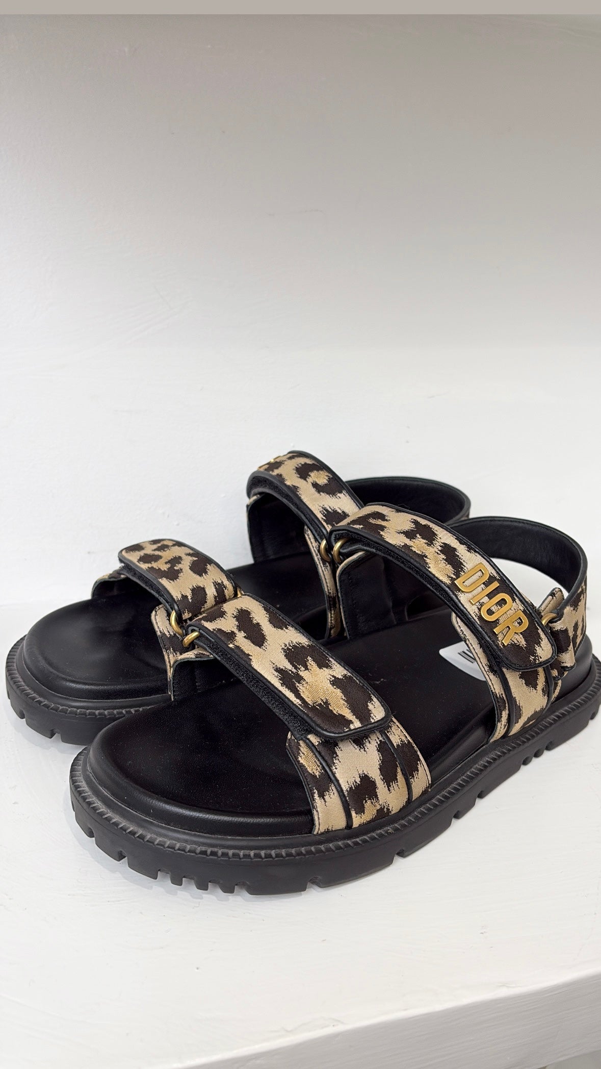 Dior Leopard Print Dioract Sandals, 40.5