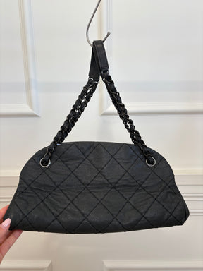 Chanel Charcoal Coated Quilted 'Mademoiselle Shoulder Bag