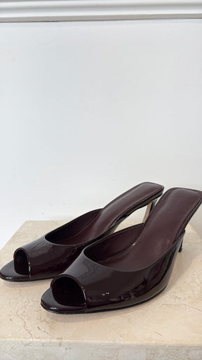 Deering Burgundy Patent Leather Mules, 39