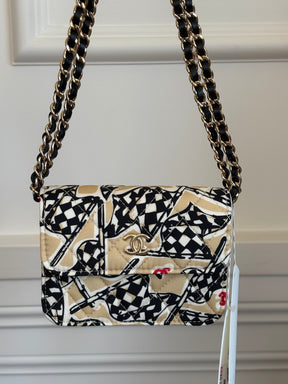 Chanel Black White and Beige Flag Print Mini Bag