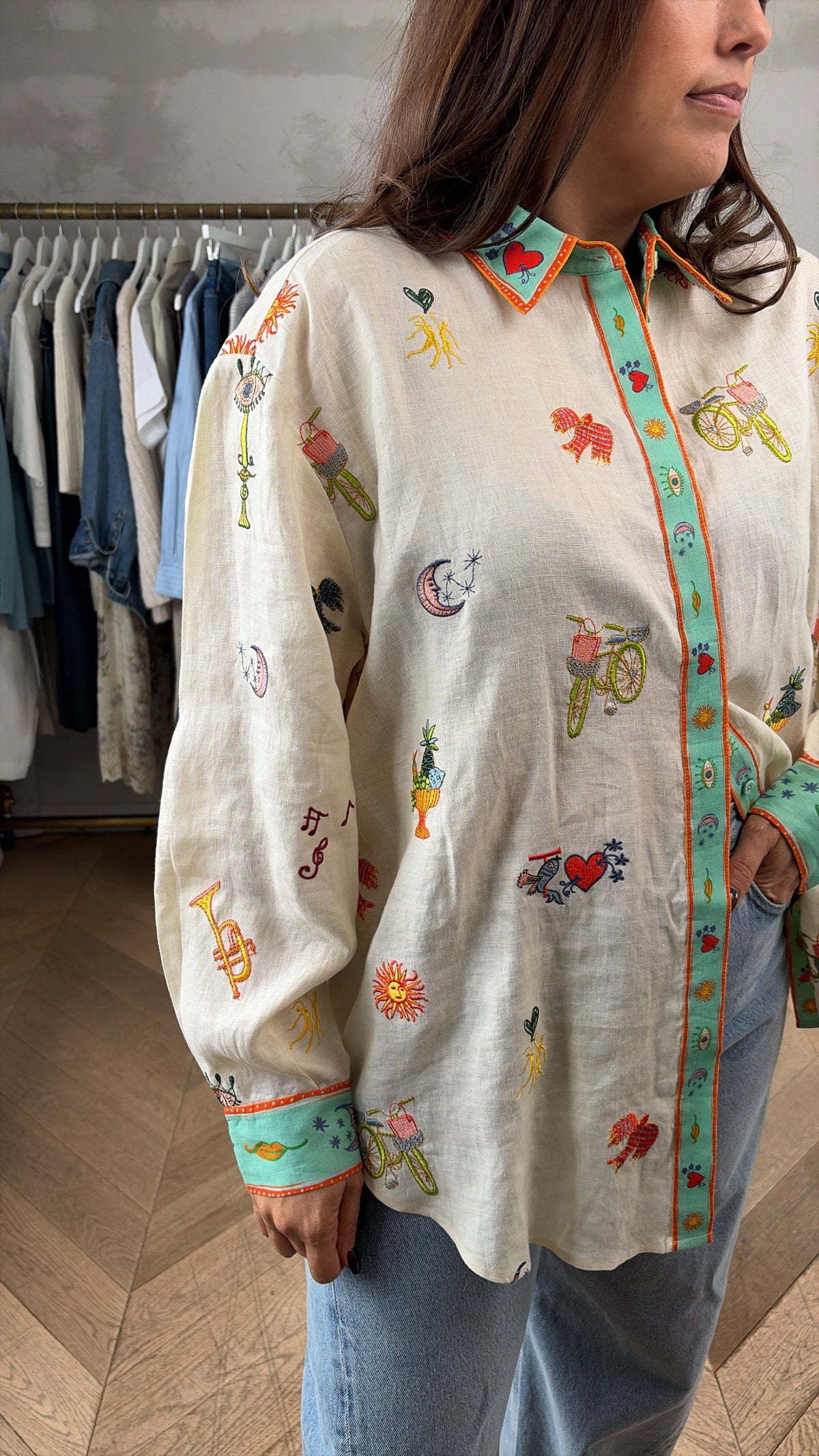 Alémais Holiday Go To Embroidered Shirt Multi Colour, 12 AU