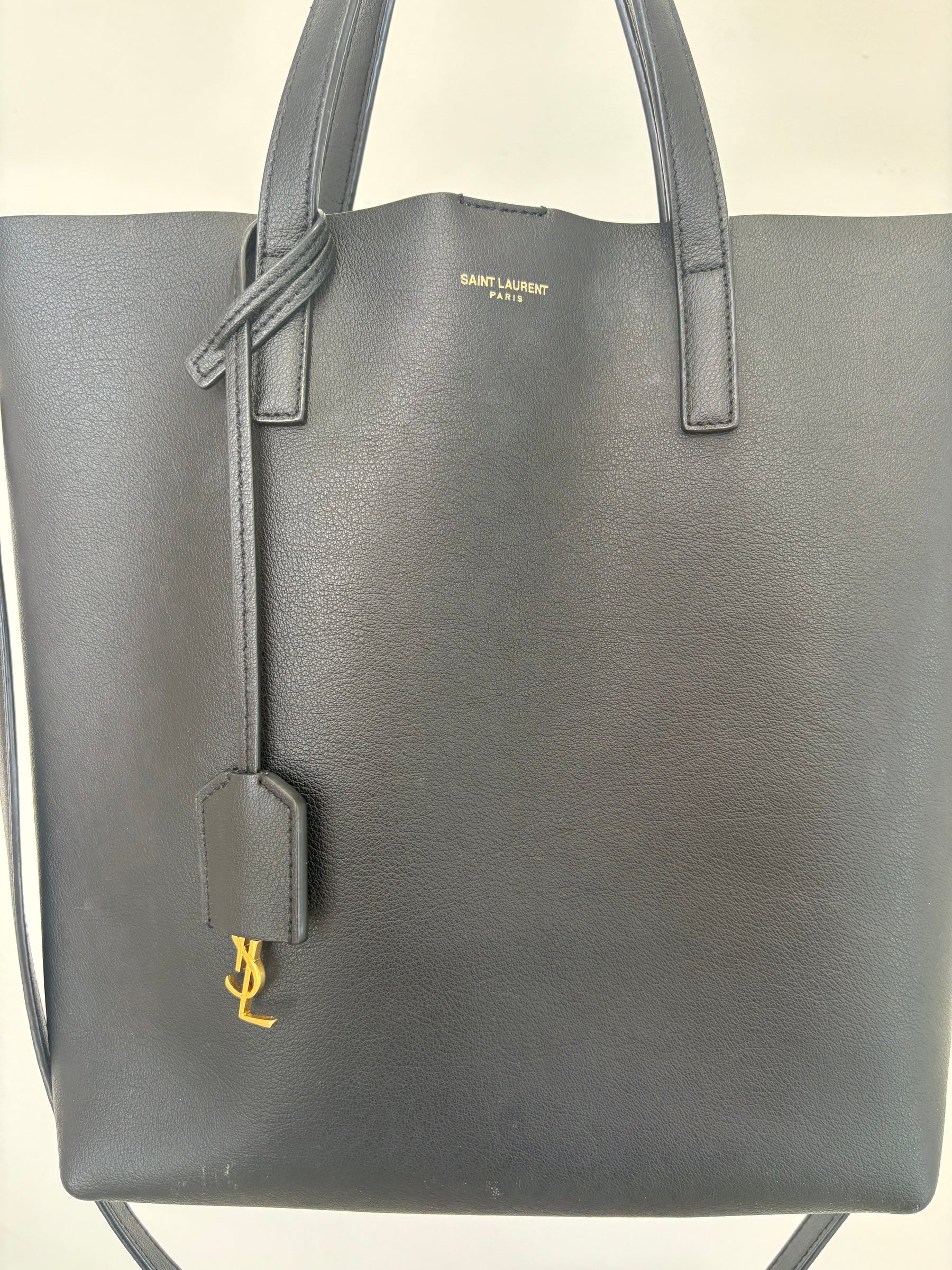 Saint Laurent Black Leather Toy Shopper Tote