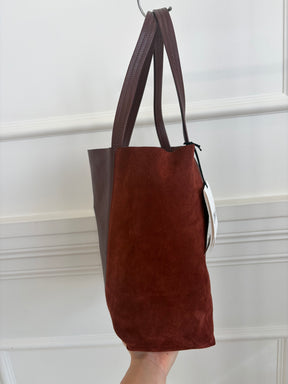 Chloé Burgundy Leather and Suede Spin Tote