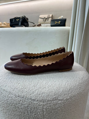 Chloé Burgundy Ballerina Flats, 40.5