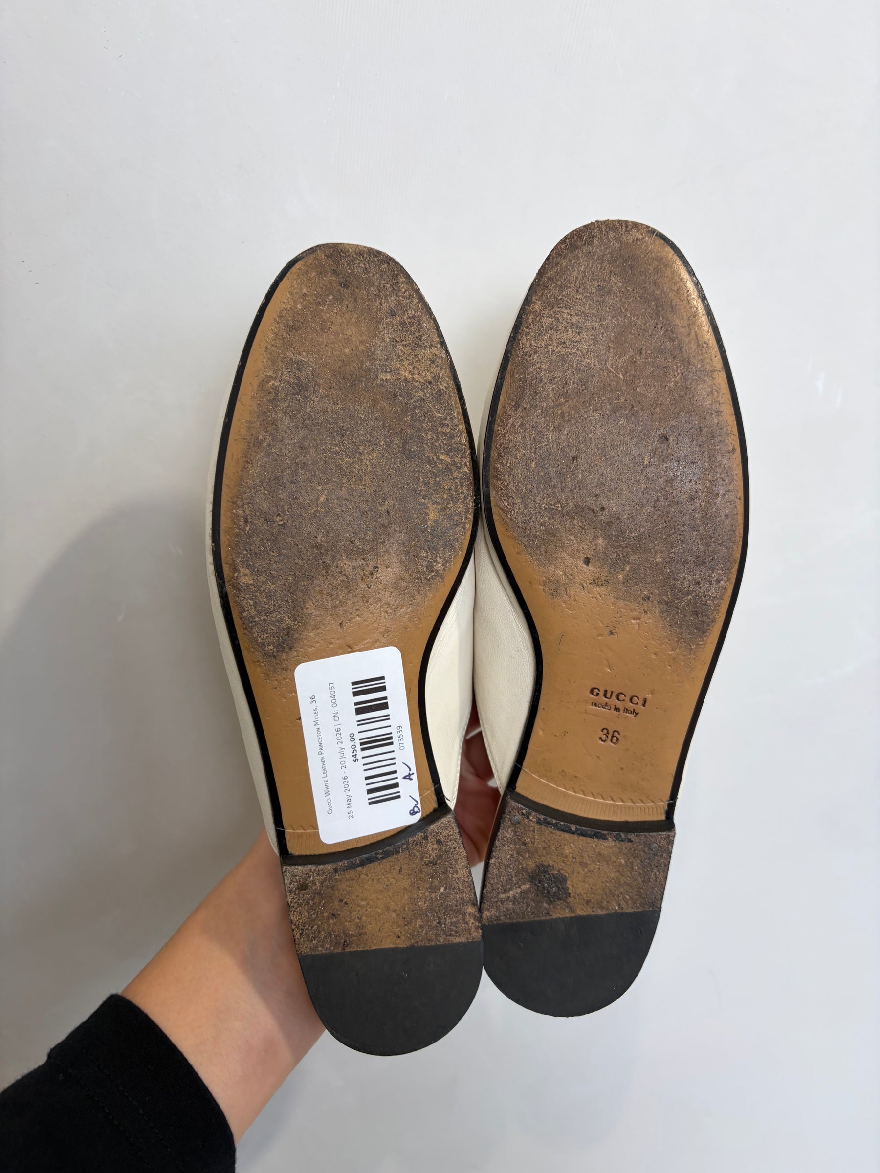 Gucci White Leather Princeton Mules, 36