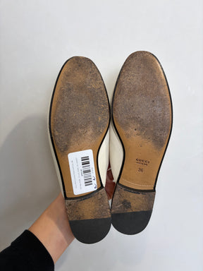 Gucci White Leather Princeton Mules, 36