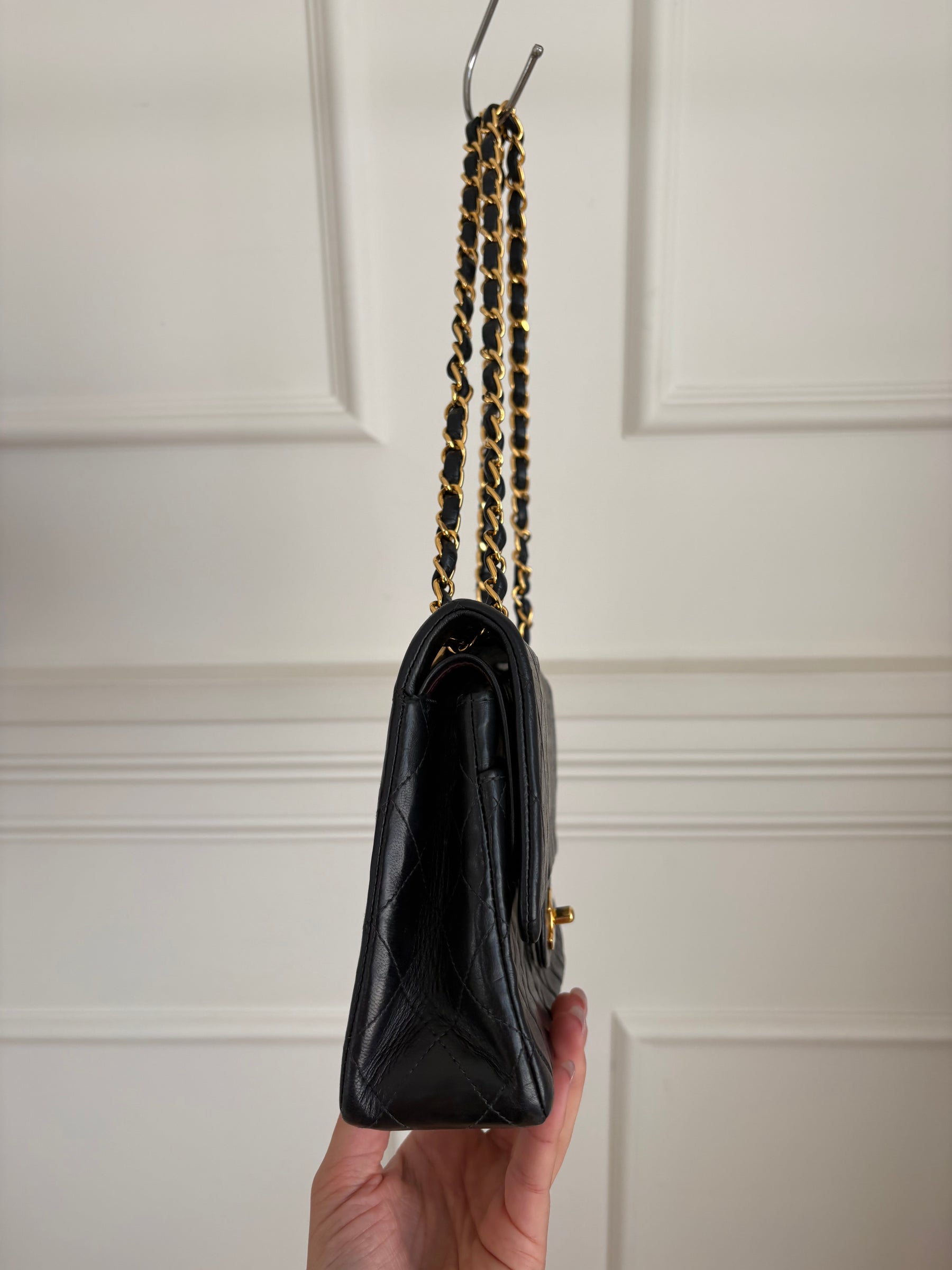 Chanel Black Lambskin Leather Medium Classic Flap Bag
