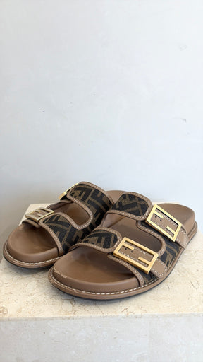 Fendi Feel Monogram Slides, 39
