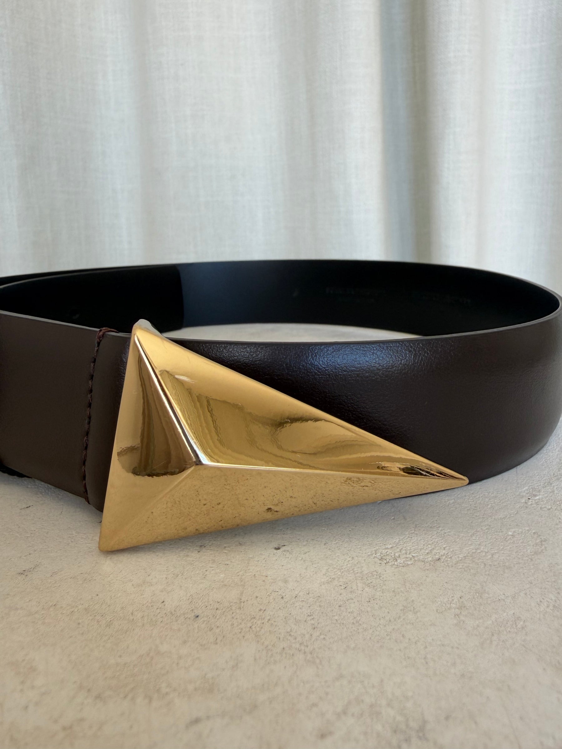 Scanlan Theodore Brown Leather Triangle Buckle Belt, S