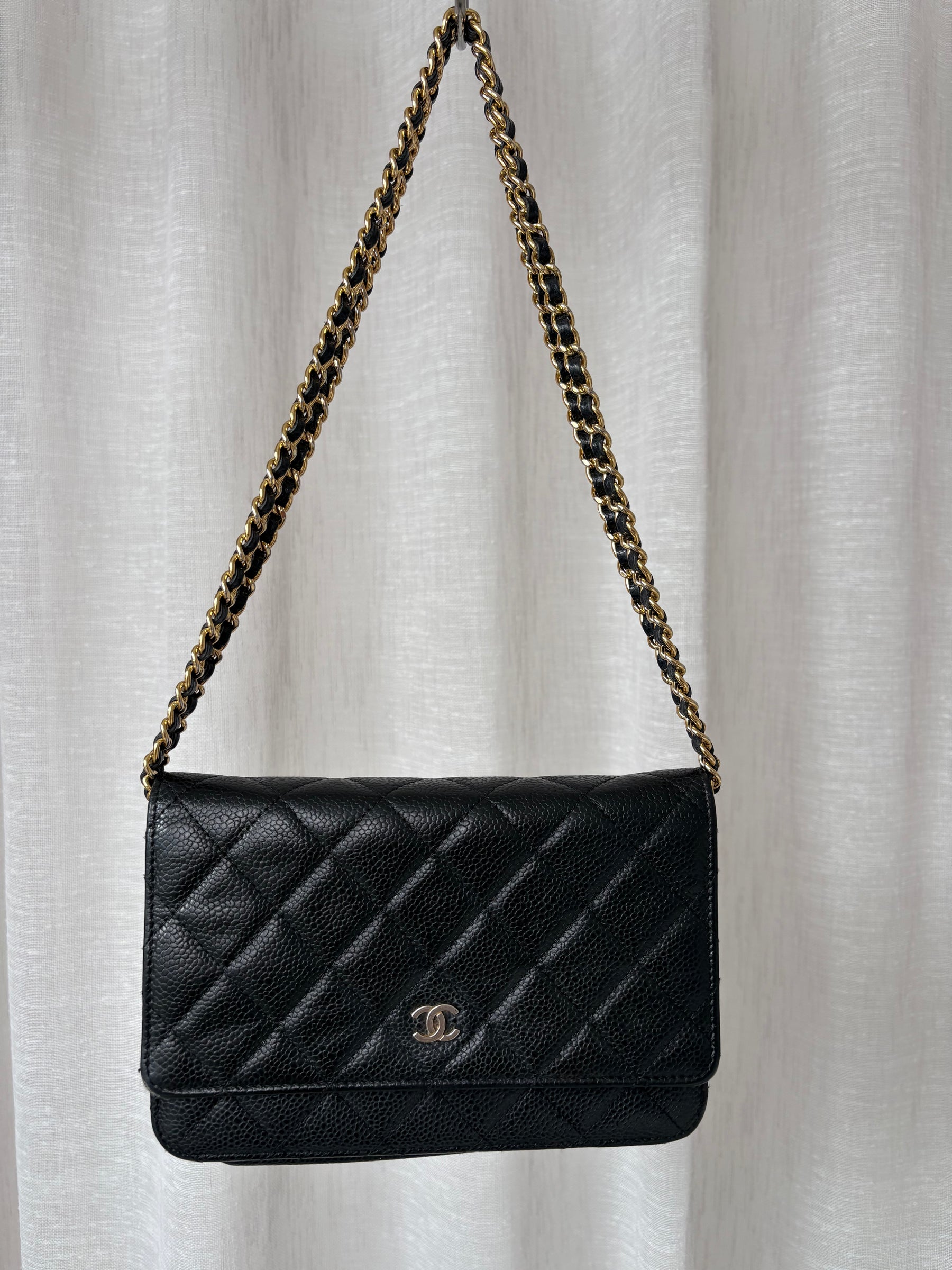 Chanel Wallet On A Chain Gold Harware In Black Caviar