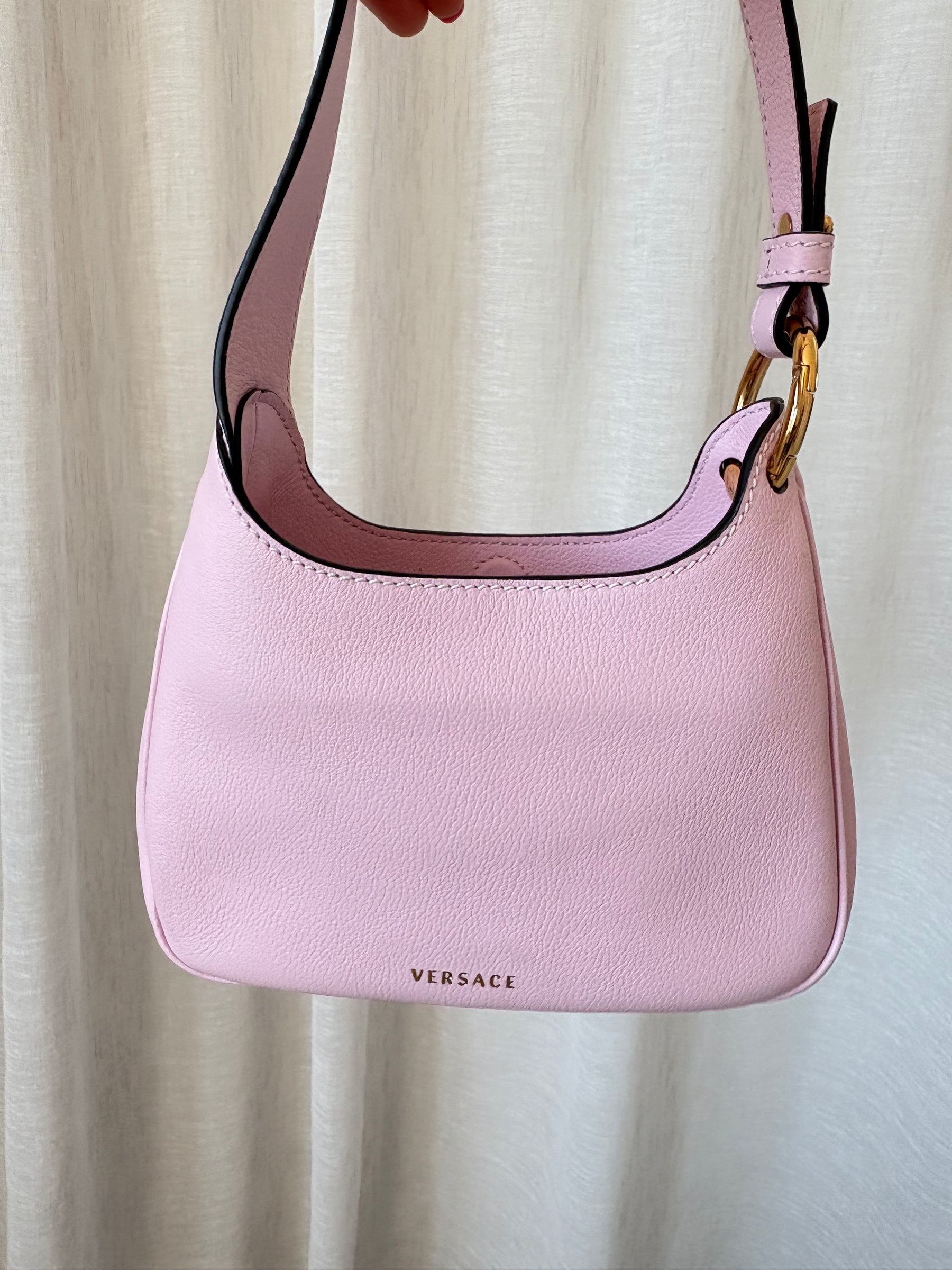 Versace Pink Leather Medusa Hobo Shoulder Bag
