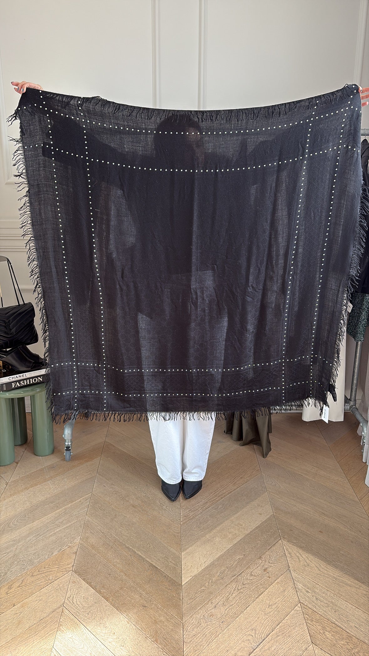 Gucci Black Gucci Scarf  Silver Studs