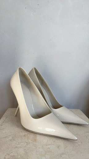 Salvatore Ferragamo Cream Patent Leather Pumps, 8