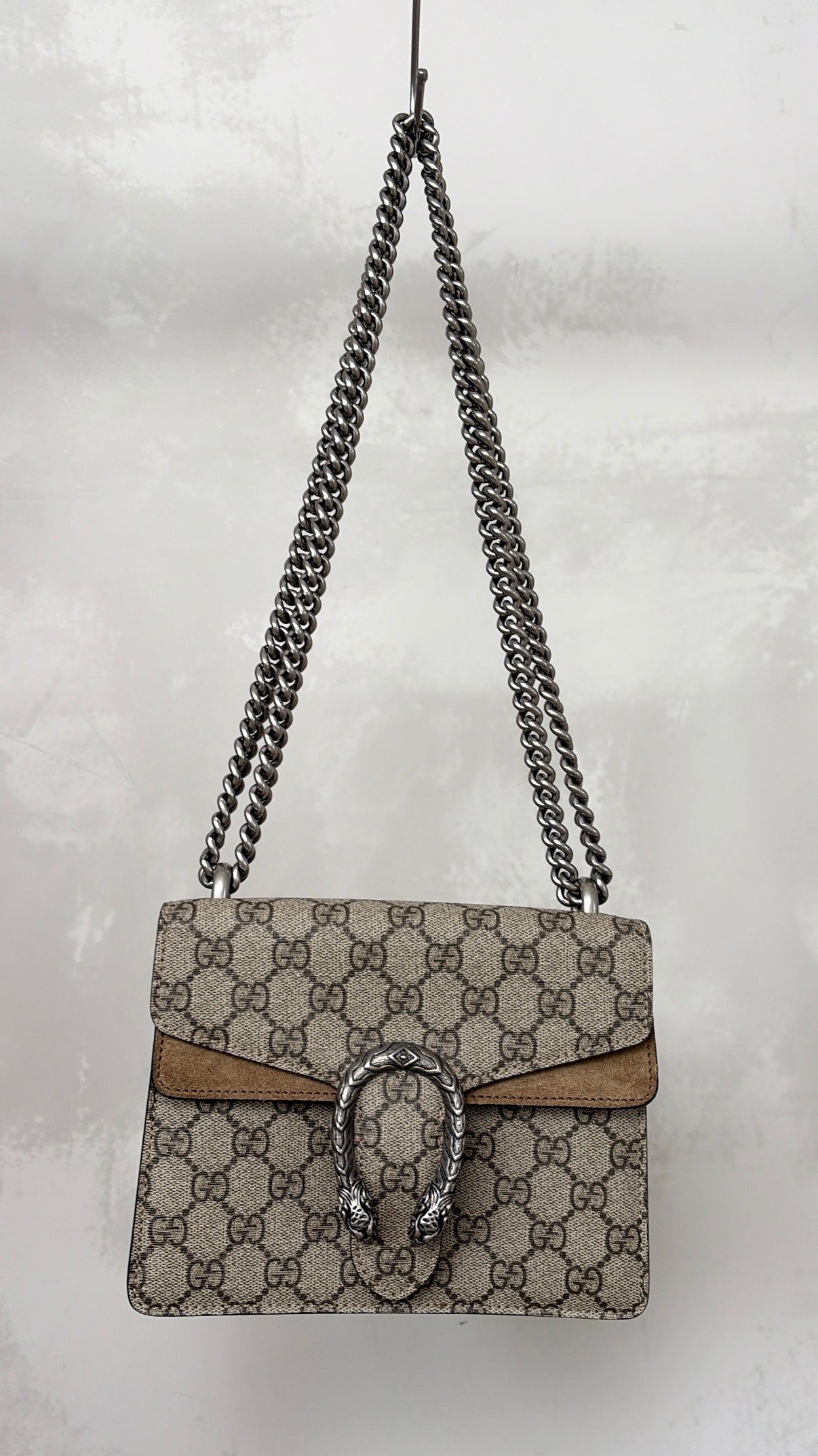 Gucci Dionysus GG Supremem Mini Bag In Beige Ebony Canvas