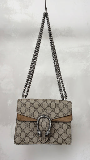 Gucci Dionysus GG Supremem Mini Bag In Beige Ebony Canvas