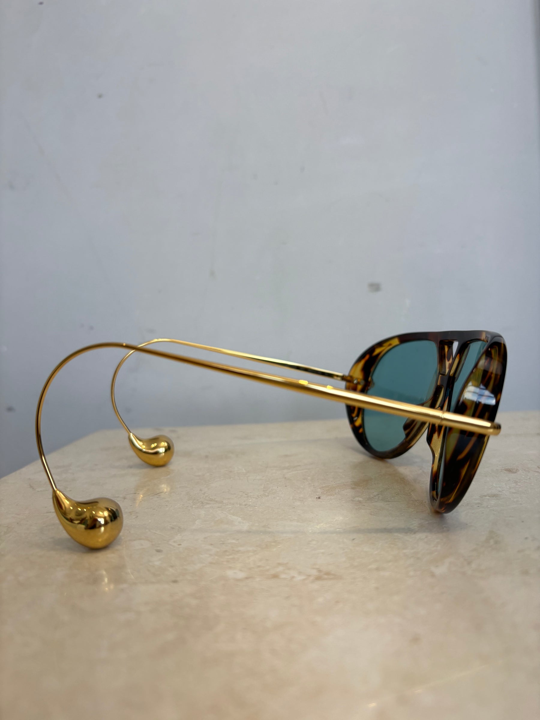 Bottega Veneta Tortoiseshell Aviator 'Drop' Sunglasses