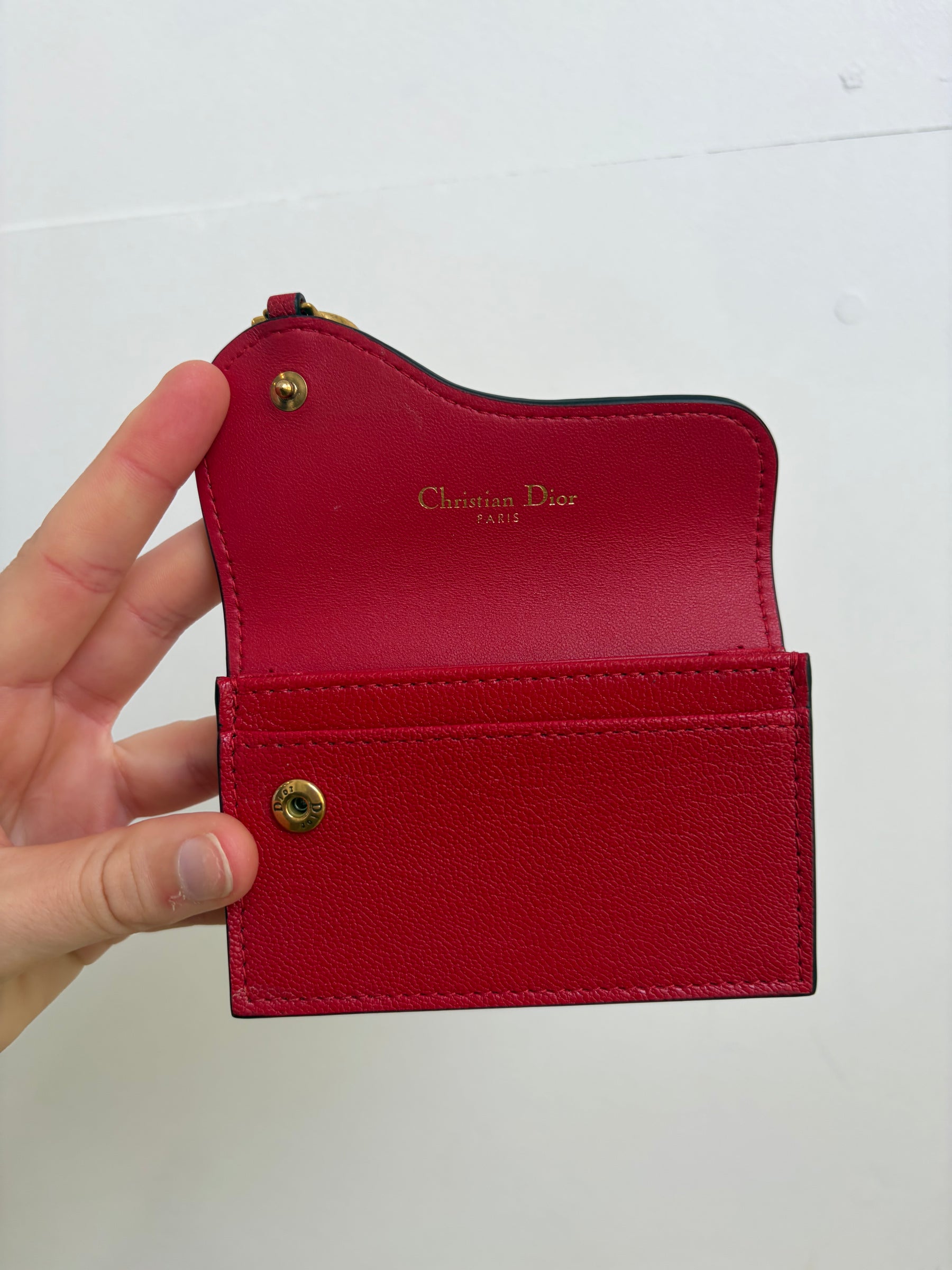 Dior Saddle Bloom Card Holder Red