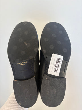 Saint Laurent Black and White Leather Loafers, 36