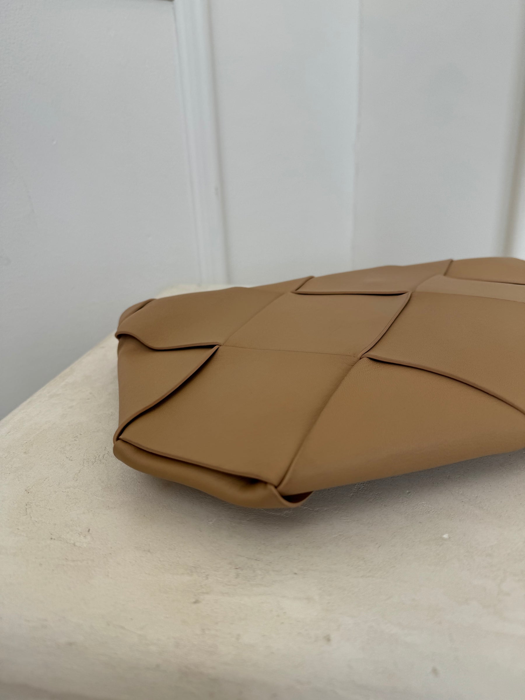Bottega Veneta Leather Clutch Bag Beige