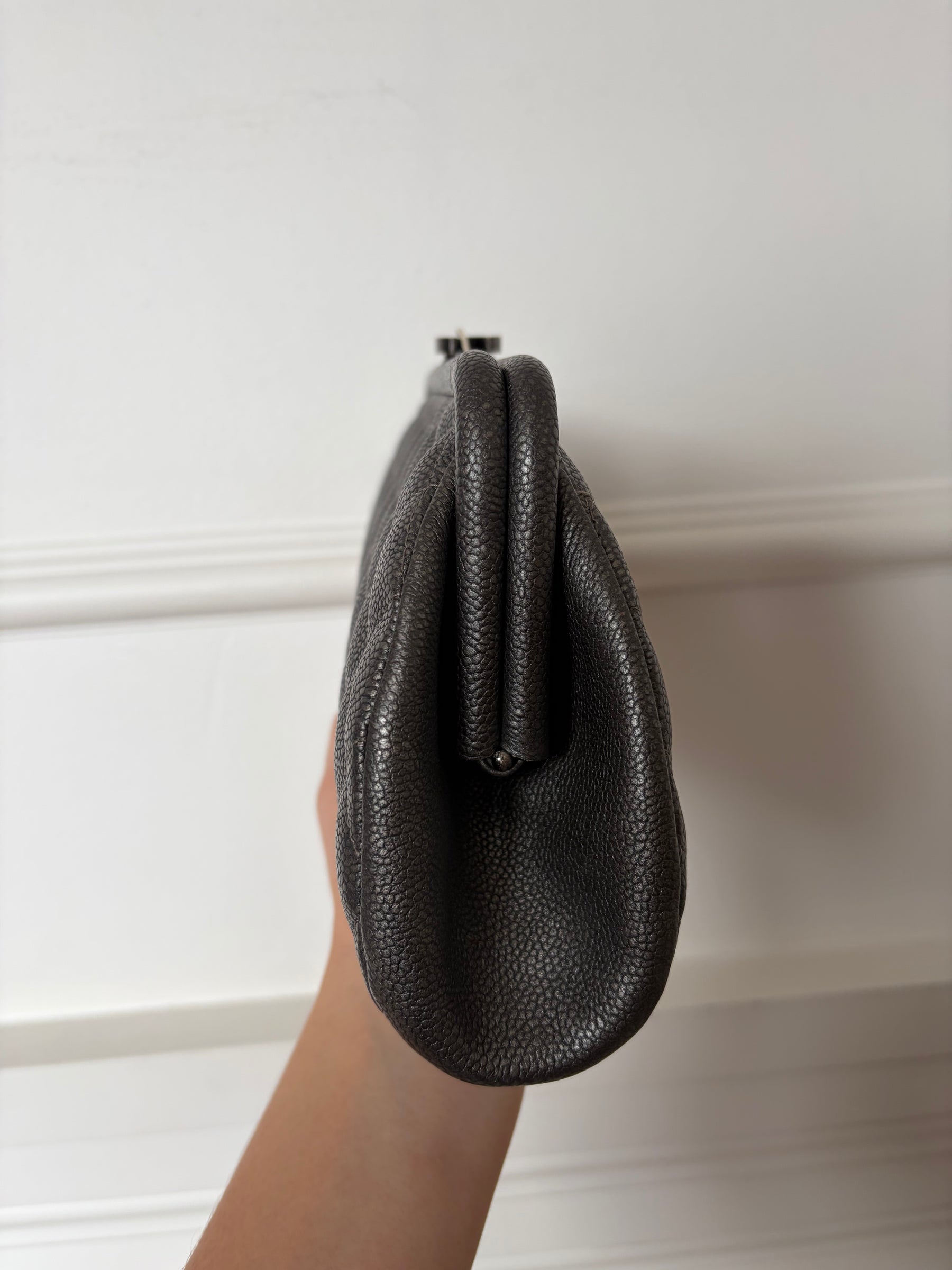 Chanel Pewter Caviar Leather Timeless CC Clutch