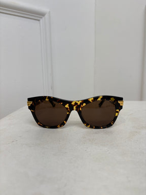 Bottega Veneta Tortoiseshell Round Sunglasses