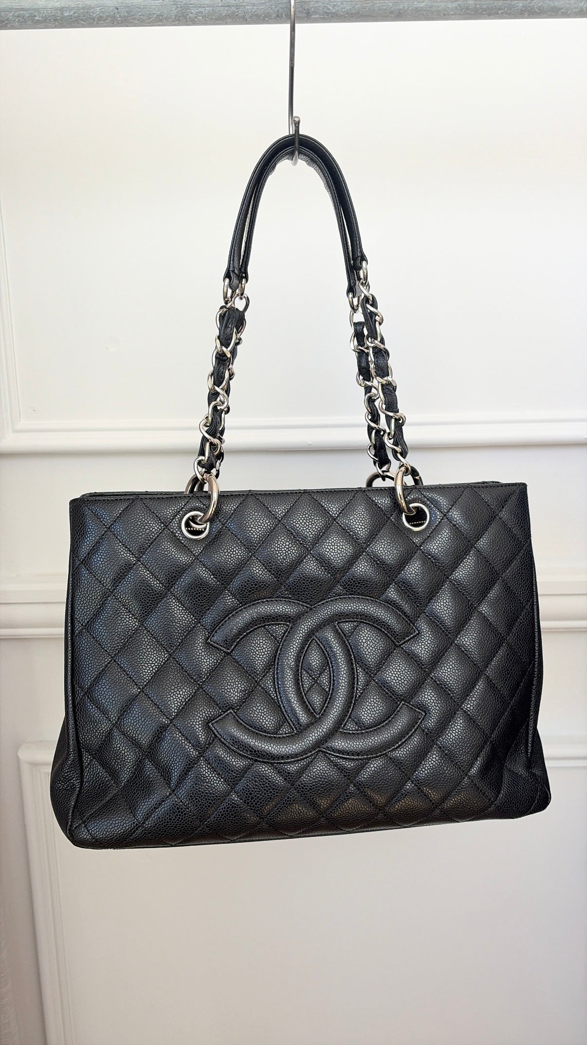 Chanel Black Caviar Leather Grand Shopping Tote