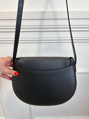 Little Liffner Black Leather Saddle Flap Bag