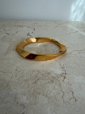Saint Laurent Gold Tone Twist Bangle