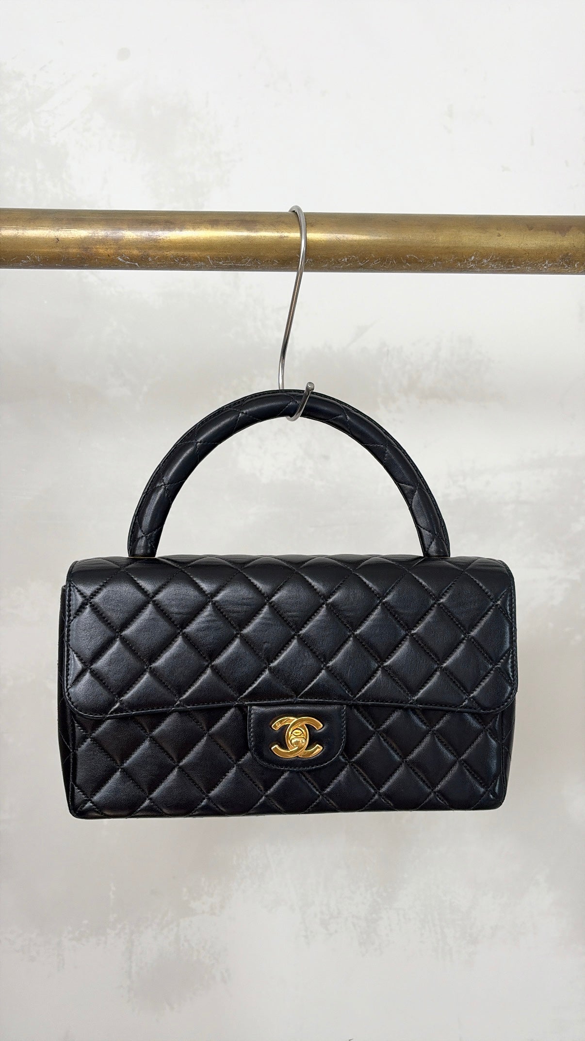 Chanel Vintage Kelly Top Handle Bag Black
