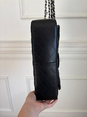 Chanel Black Lambskin Leather Classic Jumbo Flap