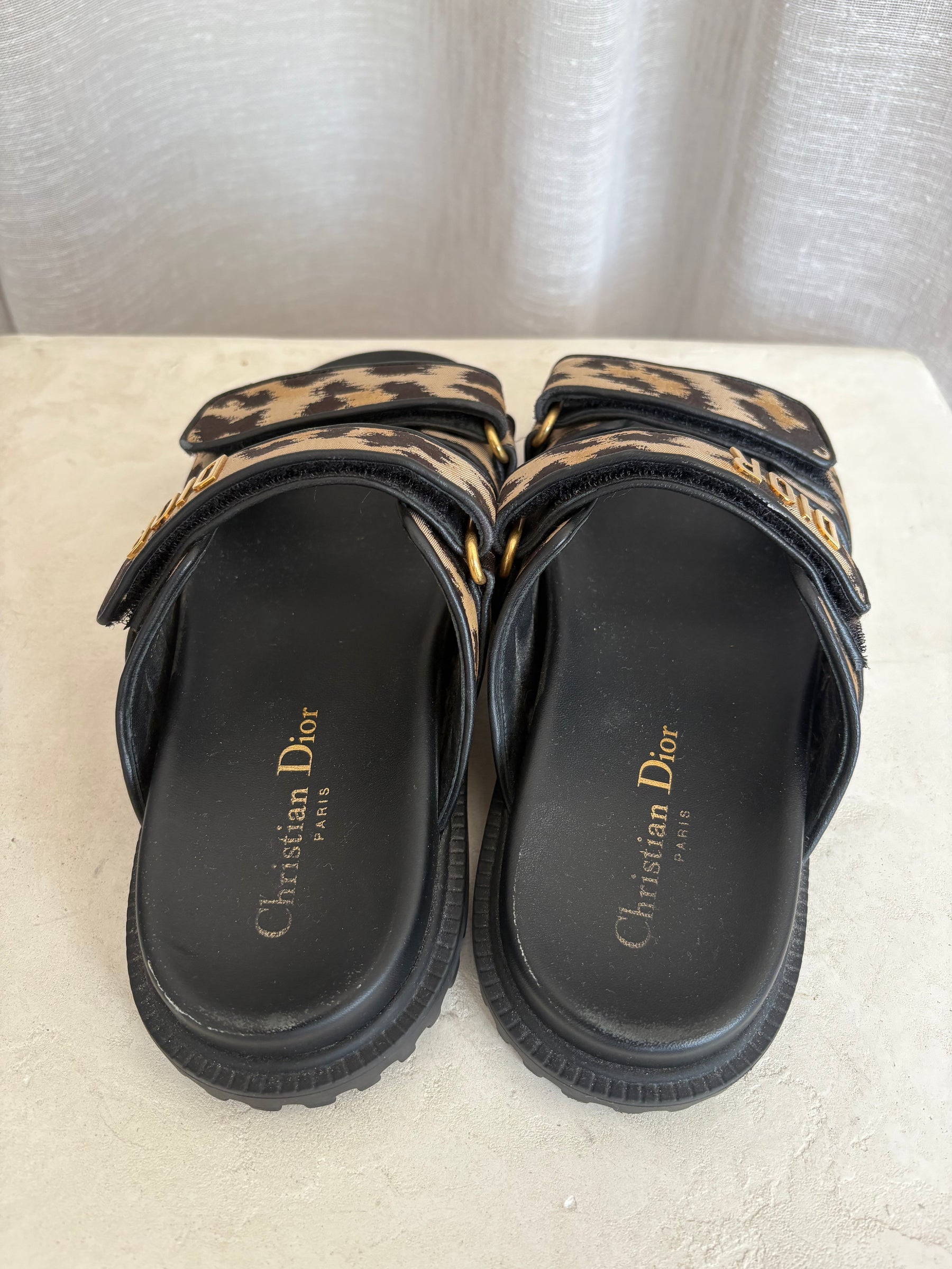 Dior Dioract Mizza Leopard Print Sandals, 36.5