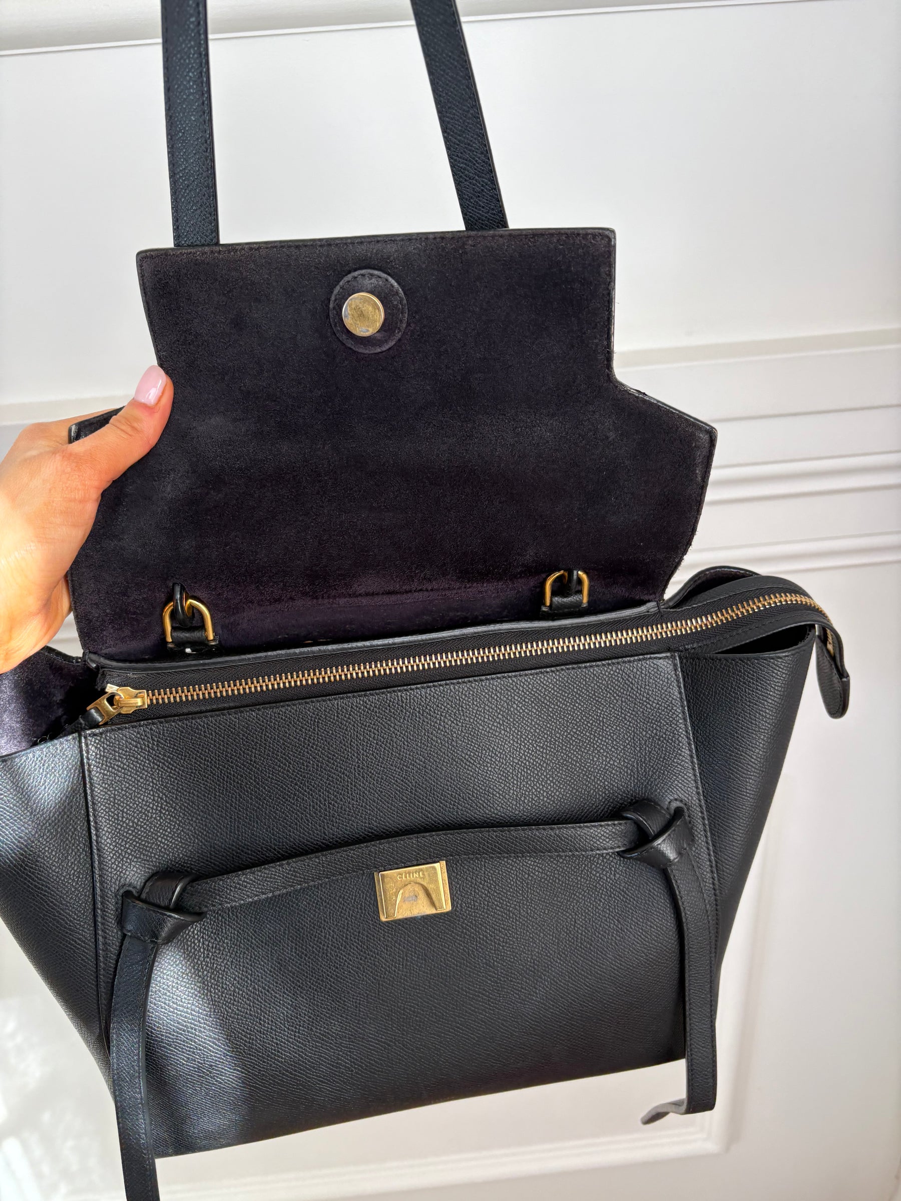 Celine Black Leather Belt Bag