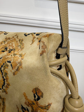 Loewe Tapestry Print Suede Fringed Flamenco Bag