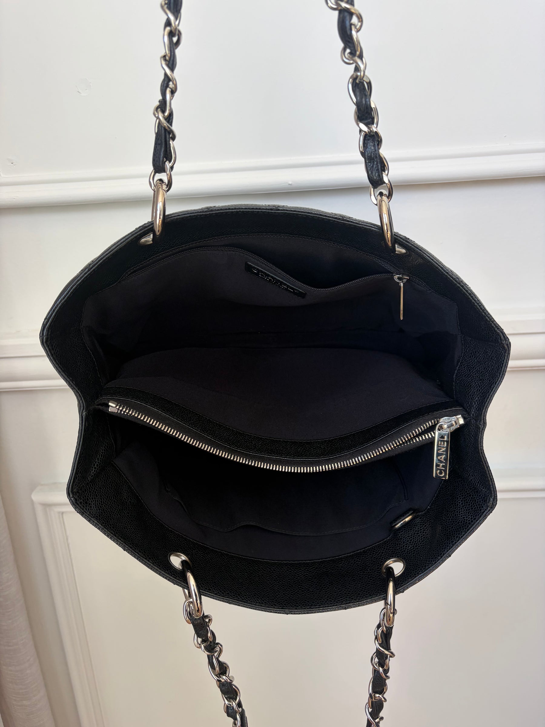 Chanel Black Caviar Leather Grand Shopping Tote