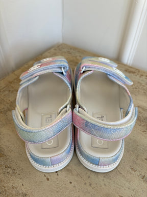 Chanel Multi Pastel Canvas Dad Sandals, 40 C