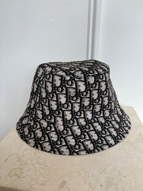 DIOR Black and Oblique Nylon Reversible Bucket Hat