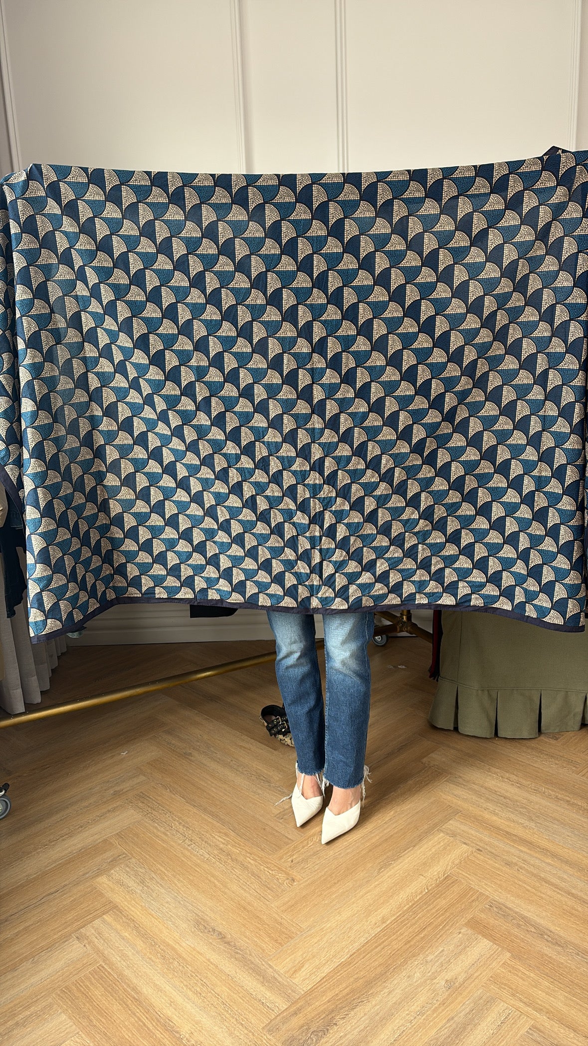 P Johnson Navy White and Blue Printed Sarong