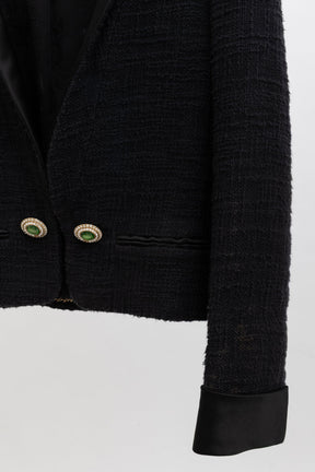 Chanel Black Tweed Paris-Bombay Smoking Jacket, 34 FR