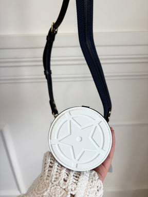 Dior Navy Leather Logo Crossbody Mini Bucket Bag