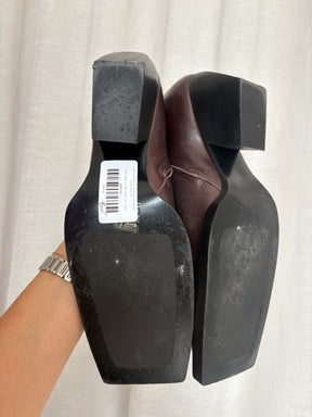 Camilla and Marc Elliana Square Toe Brown Leather Boots, 41