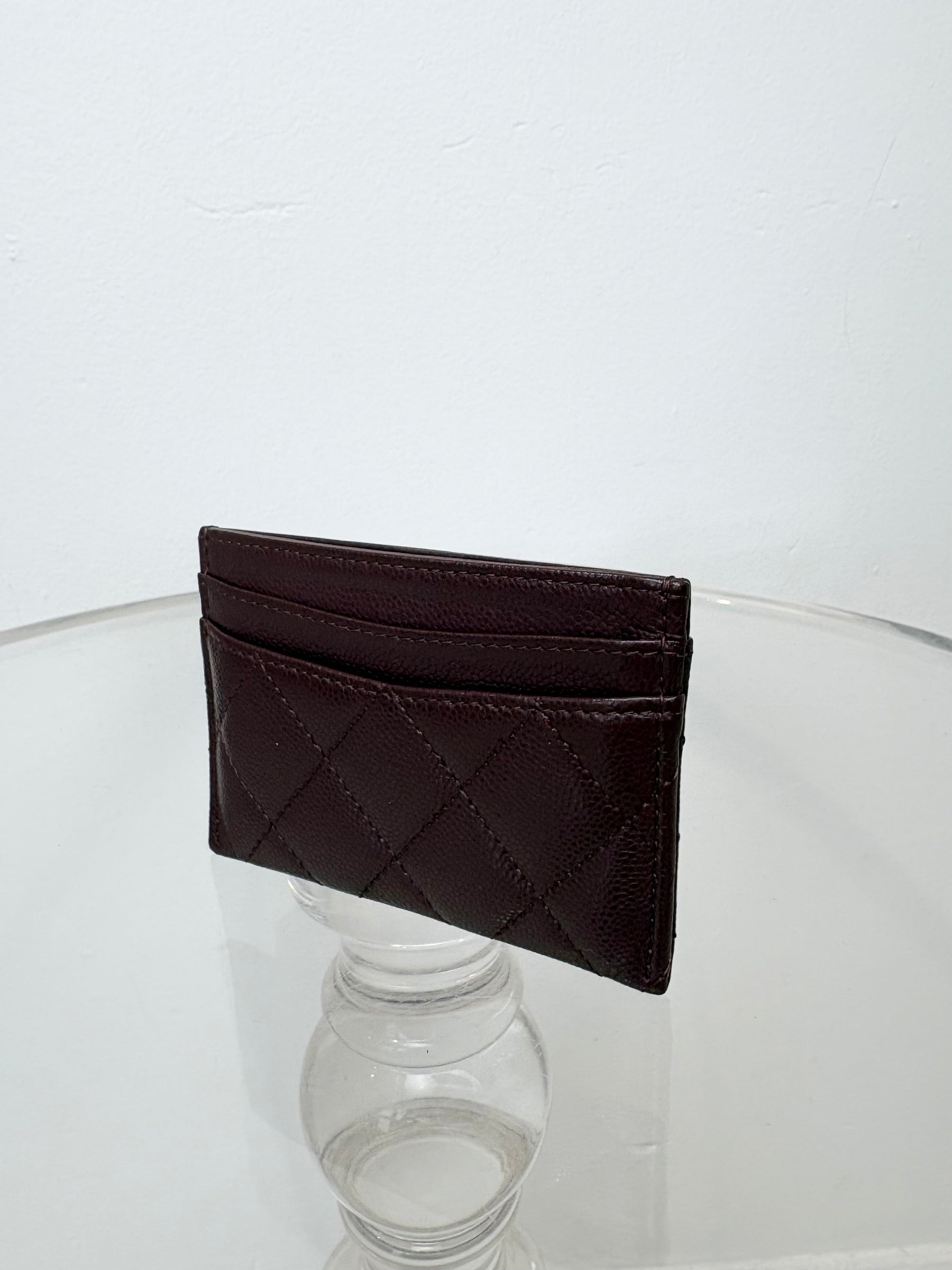 Chanel Burgundy Caviar Leather Card Holder
