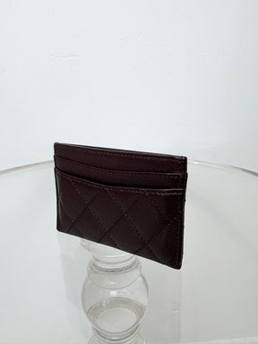 Chanel Burgundy Caviar Leather Card Holder