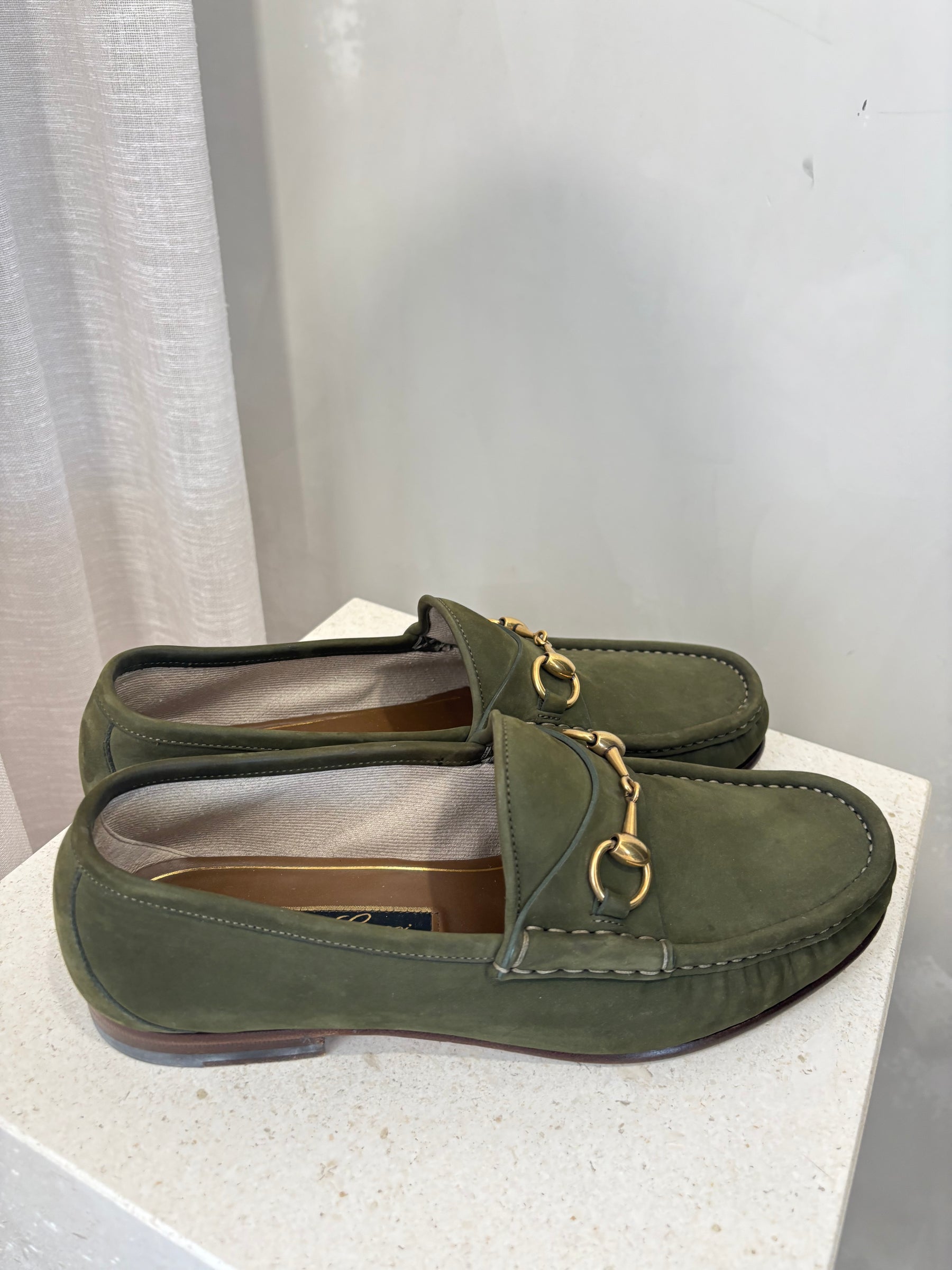 Gucci Green Suede Horsebit 1953 loafer, 41