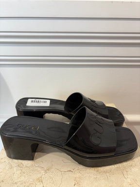 Gucci Black Rubber logo Mules, 41