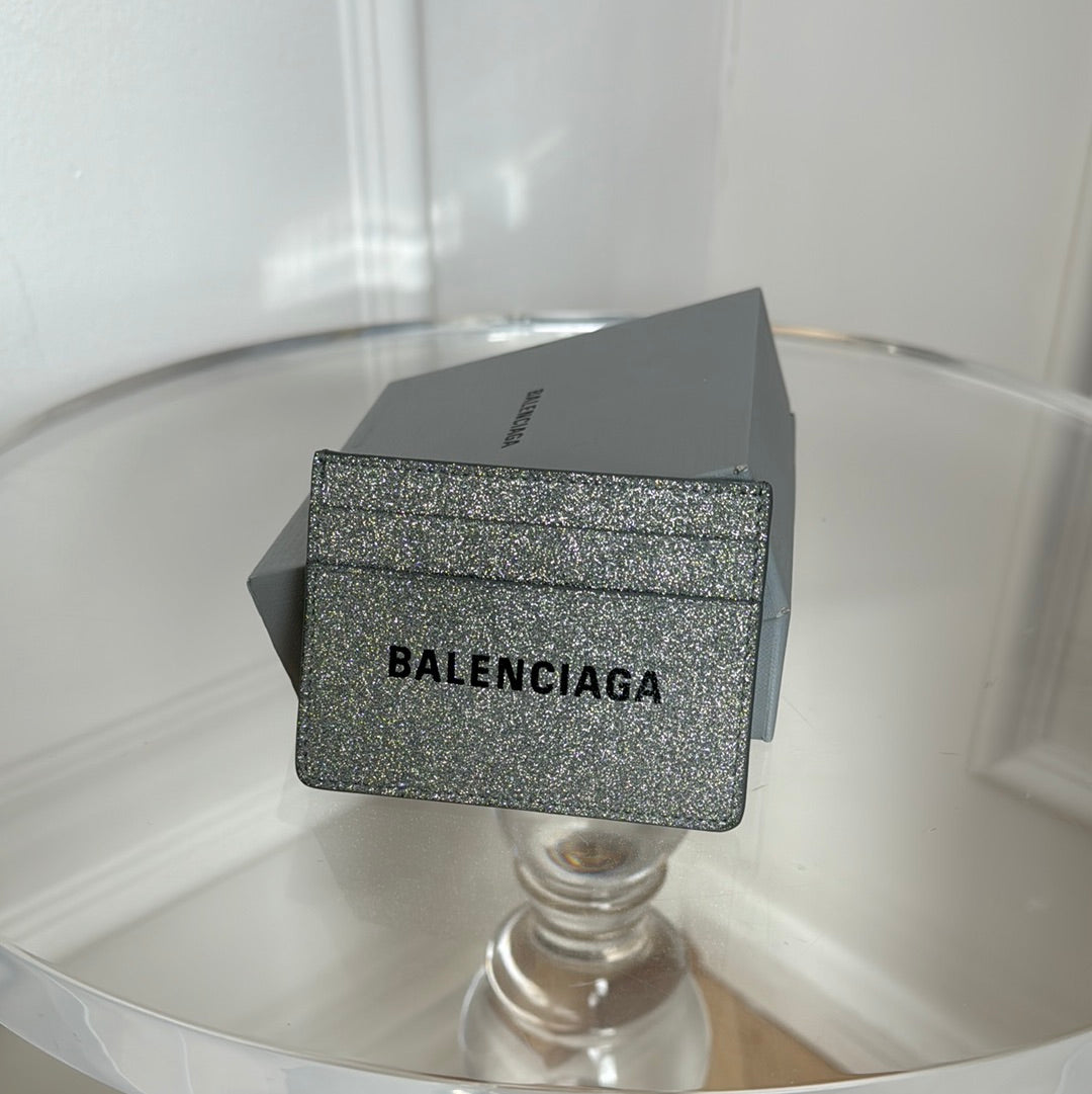 Balenciaga Silver Glitter Cardholder