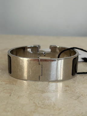 Hermès Clic Clac Wide Bracelet Black Silver