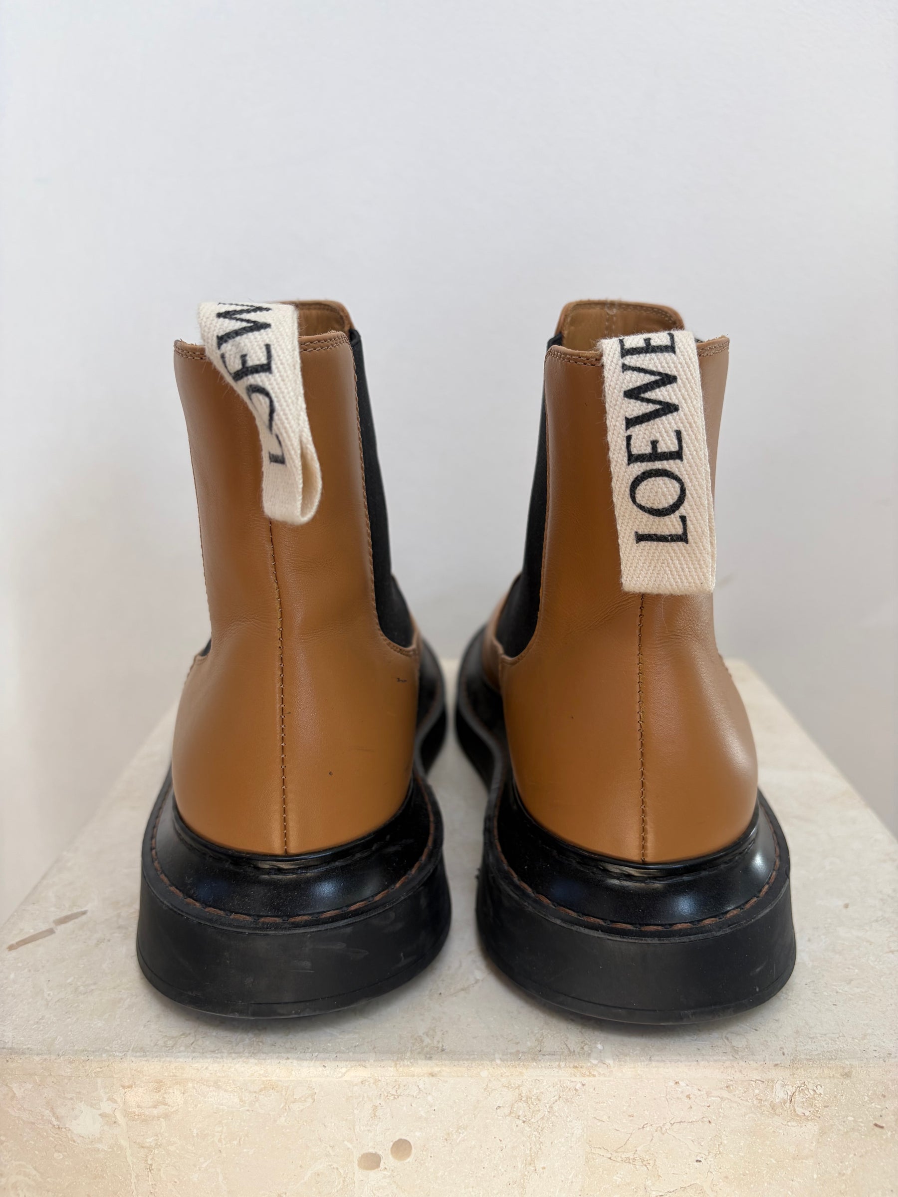 Loewe Tan Leather Ankle Boots, 38