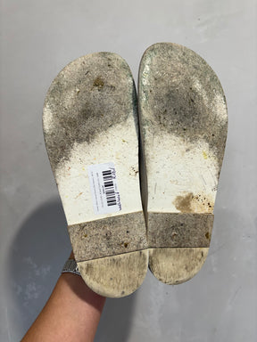 Chanel White Leather Sketch Dad Sandals, 39.5C